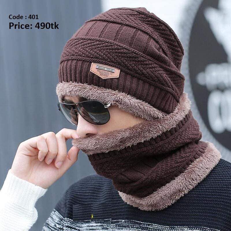 Men Beanie Hat Scarf Set