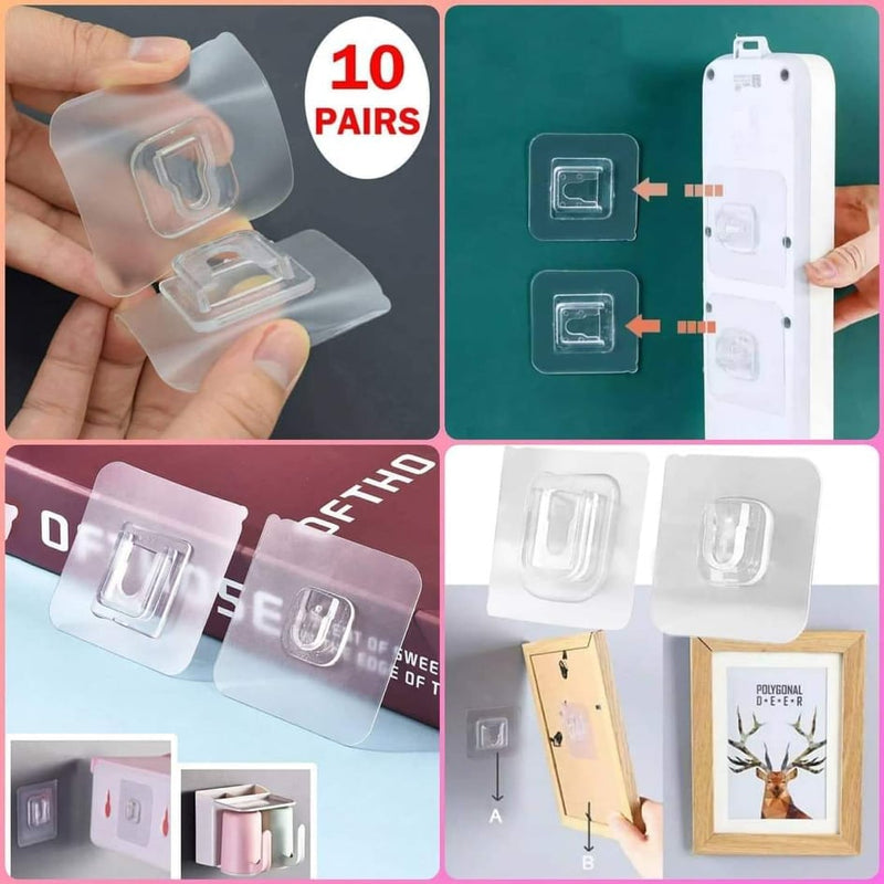 10 PCS Transparent double sided adhesive hooks, wall adhesive