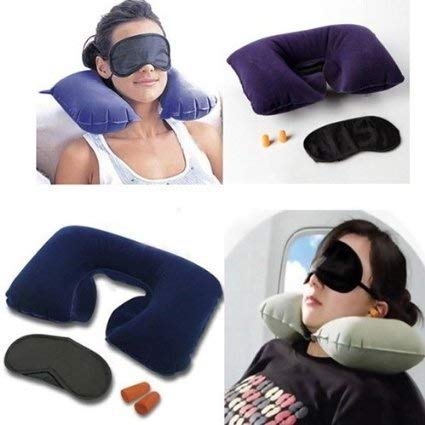 3in1 Travel Set Neck Pillow, Eye Mask and Ear Plug - Random Color