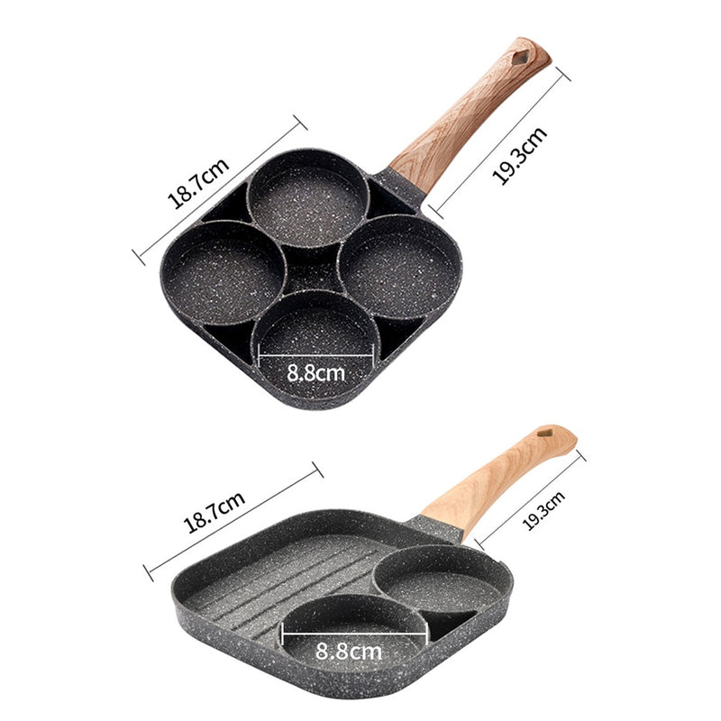 Egg Frying Pan, Nonstick Pancake Pans With 4 Holes, Pancakes Maker With  Handle, Crepe Pan For Breakfast Eggs, Kitchen Utensils - Temu