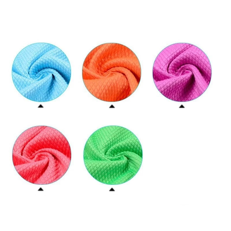 30*40cm Microfiber Cleaning Towel Absorbable Car Glass Kitchen Cleaning Cloth Wipes Table Dish Towel Rag Reusable Fish Scale Rag