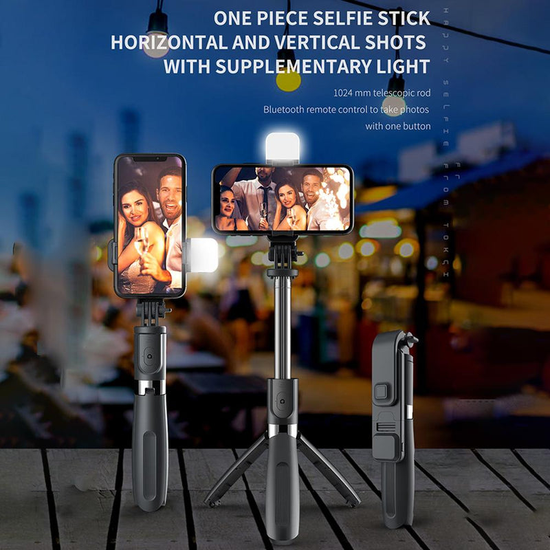 New 1045mm Q02s LED Fill Light 360 Degree Rotation Wireless Tripod Mini Selfie Stick With Light Palos Selfie