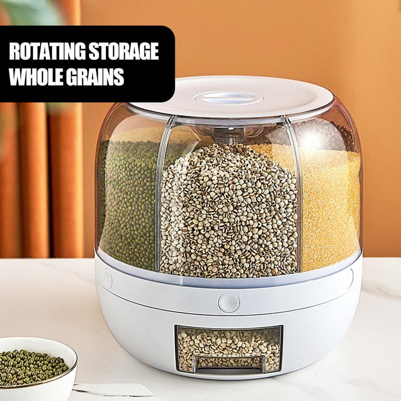 6-Grid Dry Food Container Rice/Cereal Dispenser