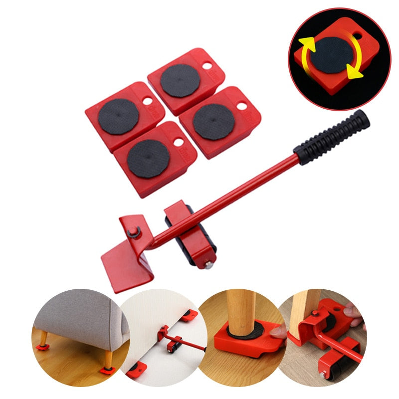 5pc/set Heavy Furniture Moving Tool Transport Lifter & Wheel Shifter