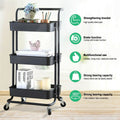 Kitchen Trolley 3 Layers Office Cart Pantry Shelves Rolling Storage Rack Workshop Trolley 4 Wheels Portable Tool Storage Cart