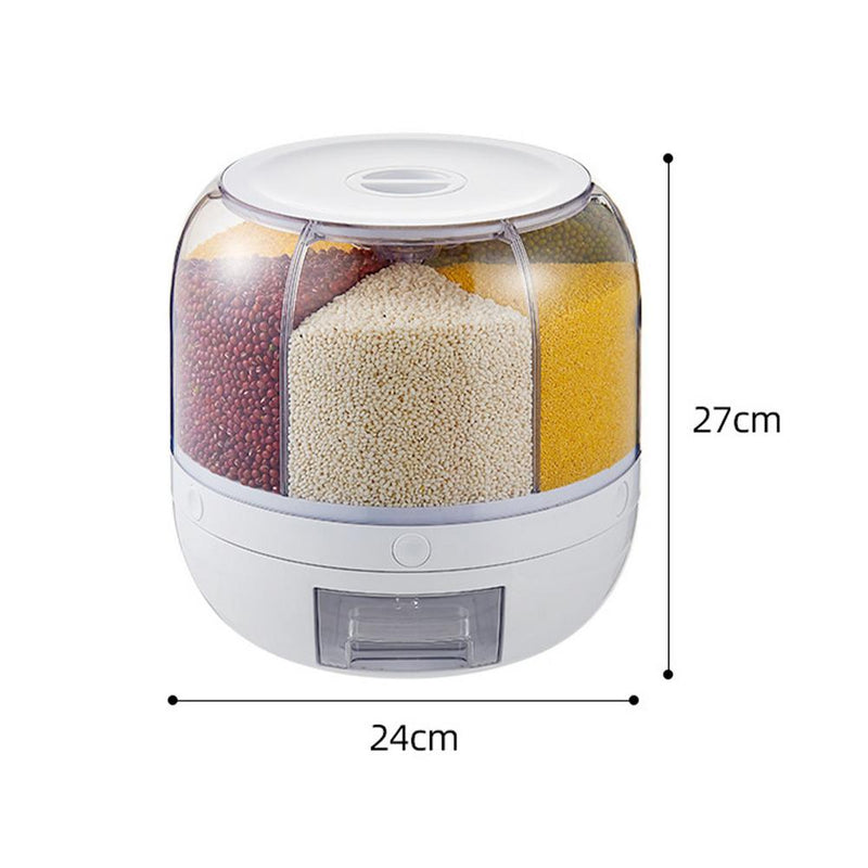 6-Grid Dry Food Container Rice/Cereal Dispenser