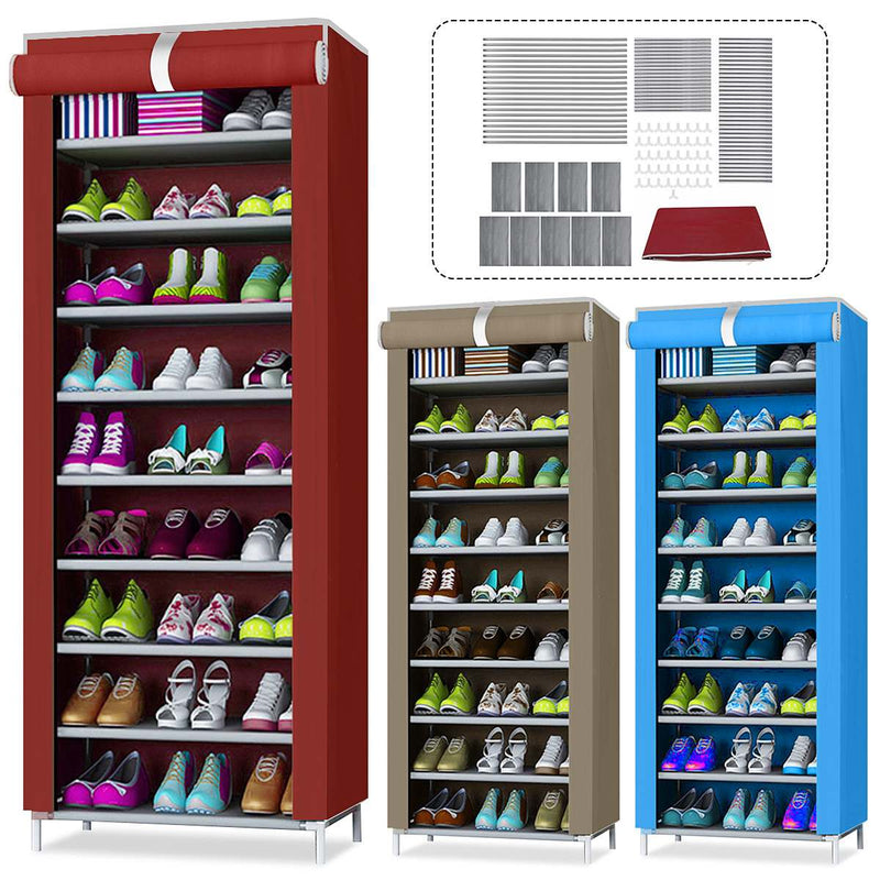 9 Layer Shoe Cabinet Easy to Install Shoes Shelf Organizer Space-saving Stand Holder Entryway Home Dorm Tall Narrow Shoe Rack