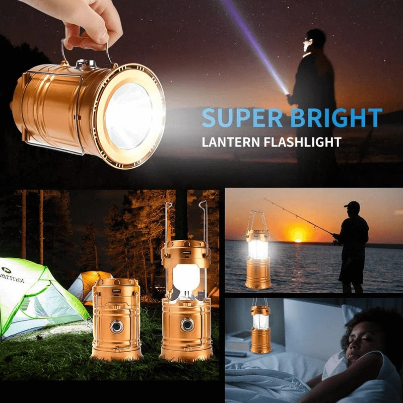 6 in 1 Multi-function Portable Outdoor LED Camping Lantern With Fan Energy Saving Light Solar Rechargeable Flashlight Dropship