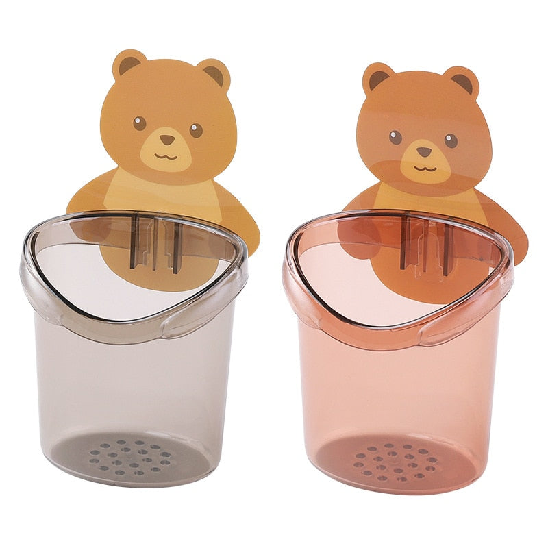 1Pcs Cute Bear Toothbrush Toothpaste Shelves Pencil/Pen Storage Holder