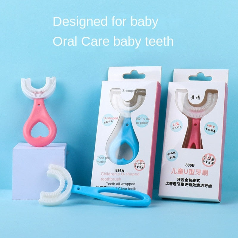 Baby Toothbrush Children 360 Degree U-shaped Child Toothbrush Teethers Baby Brush Silicone Kids Teeth Oral Care Cleaning