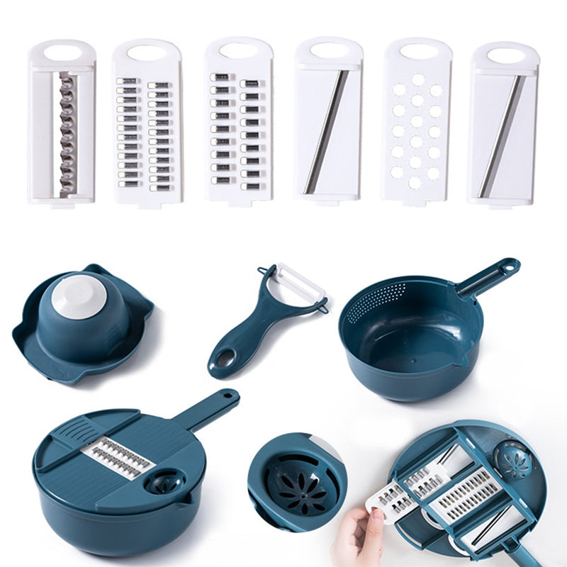 12Pcs Multi-function Vegetable Cutter Portable Vegetable Chopper Kitchen Accessories