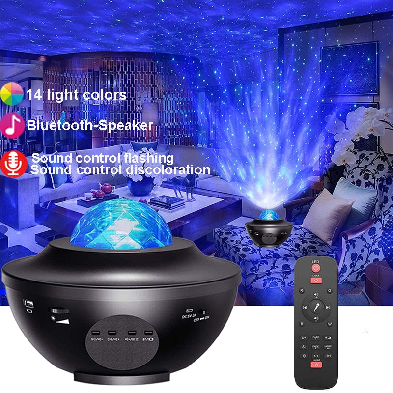 Led Star Galaxy Starry Sky Projector Night Light Built-in Bluetooth-Speaker For Home Bedroom Decoration Child Kids Present