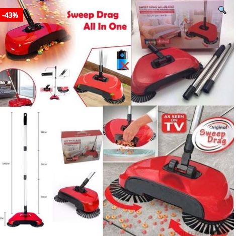 Sweep Drag All - In - One No Electricity Spin Broom Vacuum Cleaner 360 Sweep The Floor Machine Multicolor