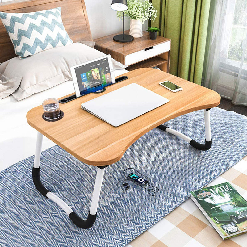 Wooden Foldable Computer Desk Folding Laptop Stand Holder